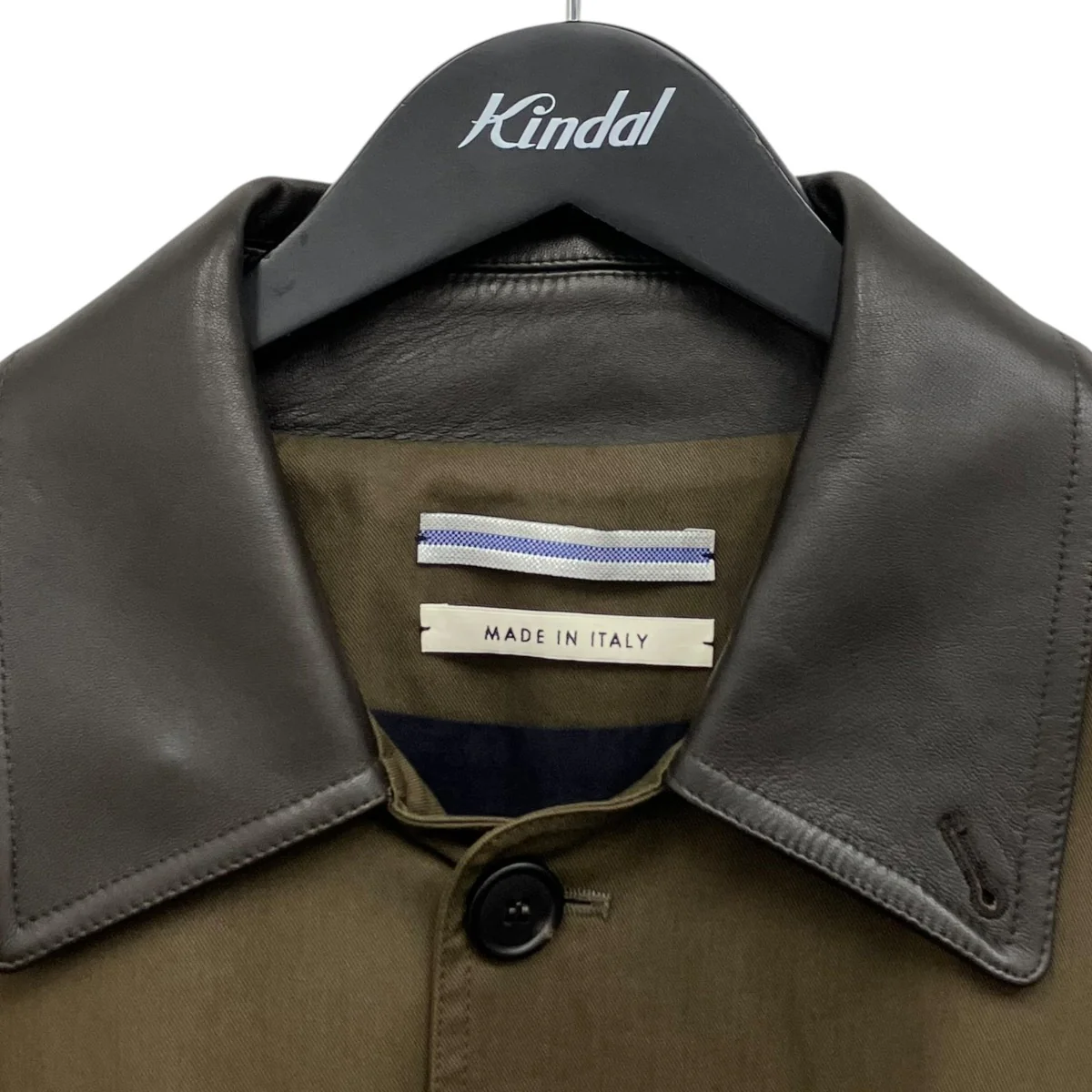 oversized blouson with leather patch レザーカラーコート - Image 3