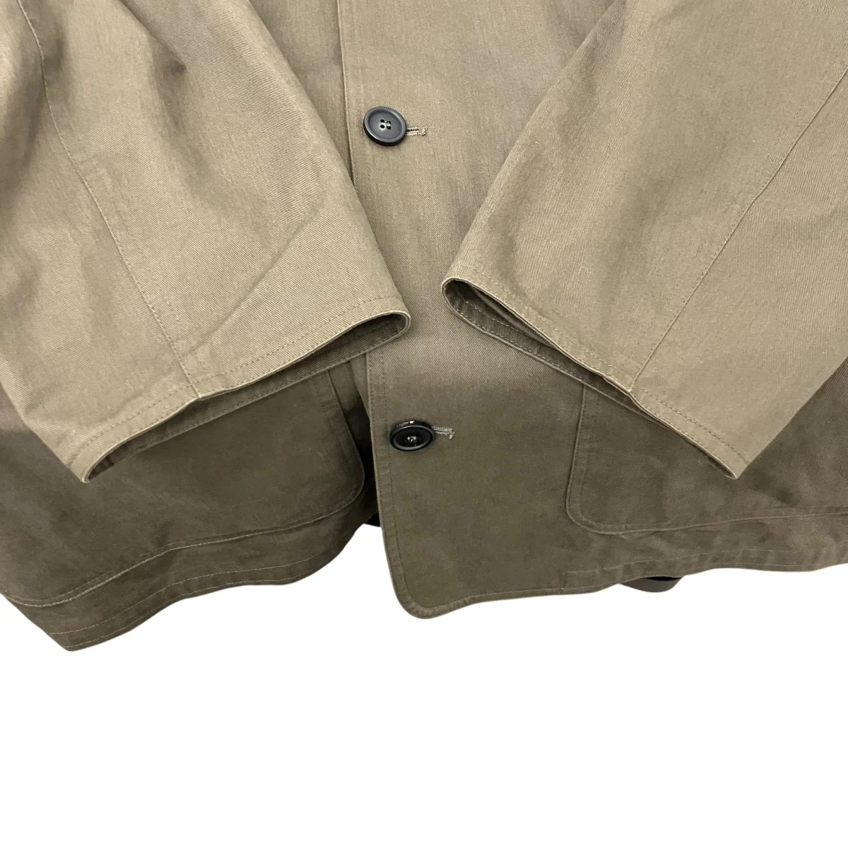 oversized blouson with leather patch レザーカラーコート - Image 4