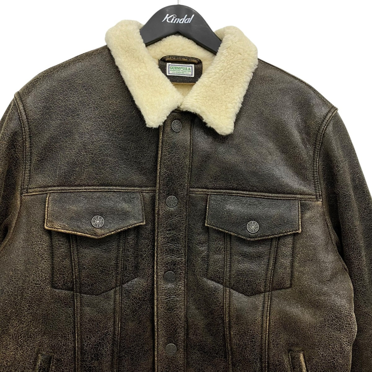 sherpa leather trucker jacket レザーボアジャケット - Image 3