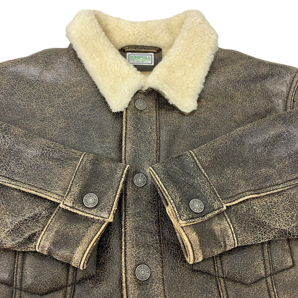 sherpa leather trucker jacket レザーボアジャケット - Image 4