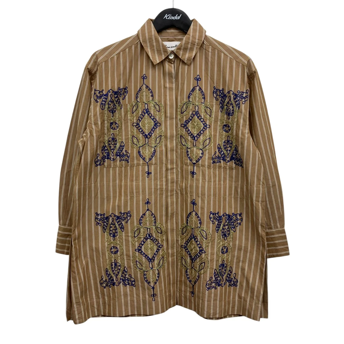 Cotton Aari Embroidery Stripe Shirt エンブロイダリーストライプシャツ