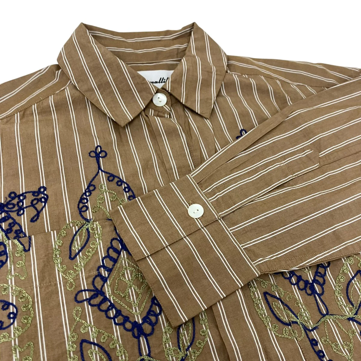 Cotton Aari Embroidery Stripe Shirt エンブロイダリーストライプシャツ - Image 4
