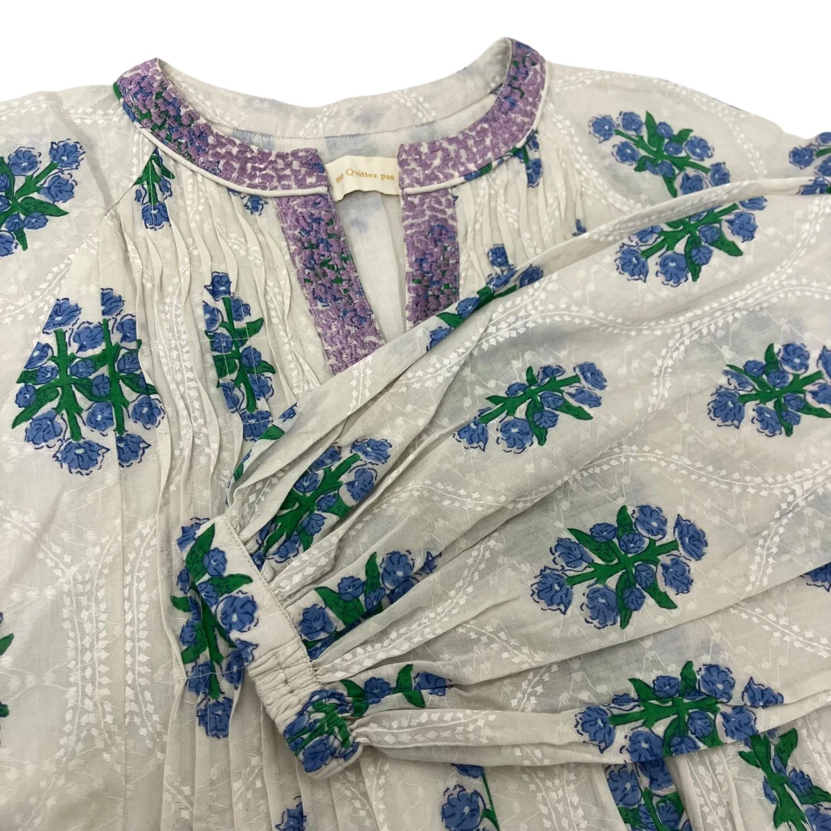 Cotton Jacquard Iberis Print Pintuck Dress ワンピース - Image 4