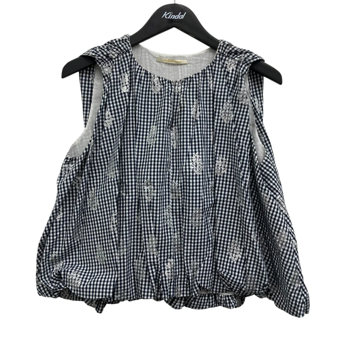 Poplin Foil Print Balloon Topノースリーブバルーントップス