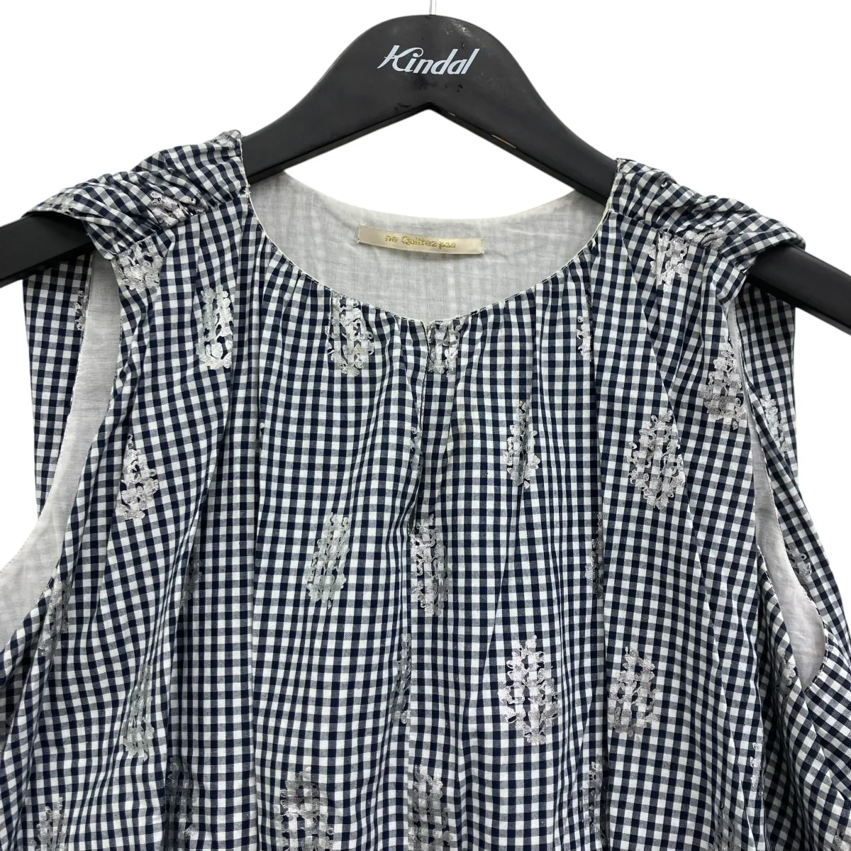 Poplin Foil Print Balloon Topノースリーブバルーントップス - Image 3