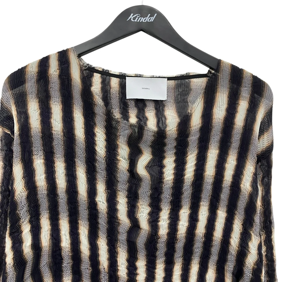 SHEER PLEATED OMBRE PLAID TOPS シアープリーツオンブレトップス - Image 3
