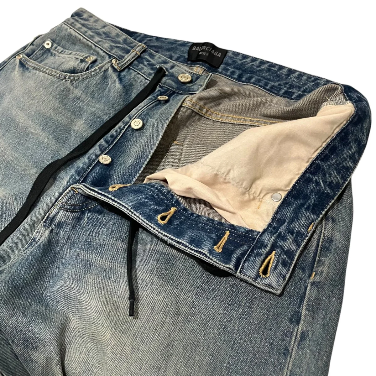 【Drawstring Baggy Jeans】ダメージ加工バギーデニムパンツ786643 - Image 5
