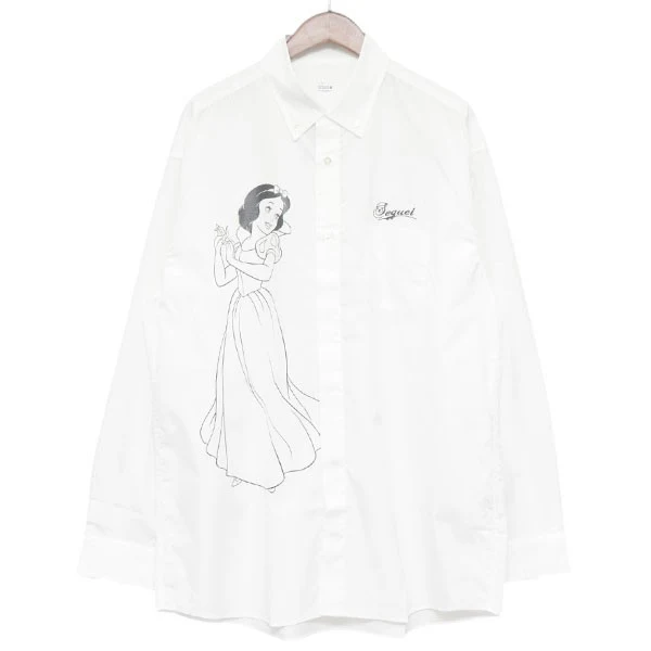 2024AW BIG SIZE SHIRT 白雪姫プリントボタンダウンシャツ オーバーサイズシャツ SQ-24SQ-SWSH-01