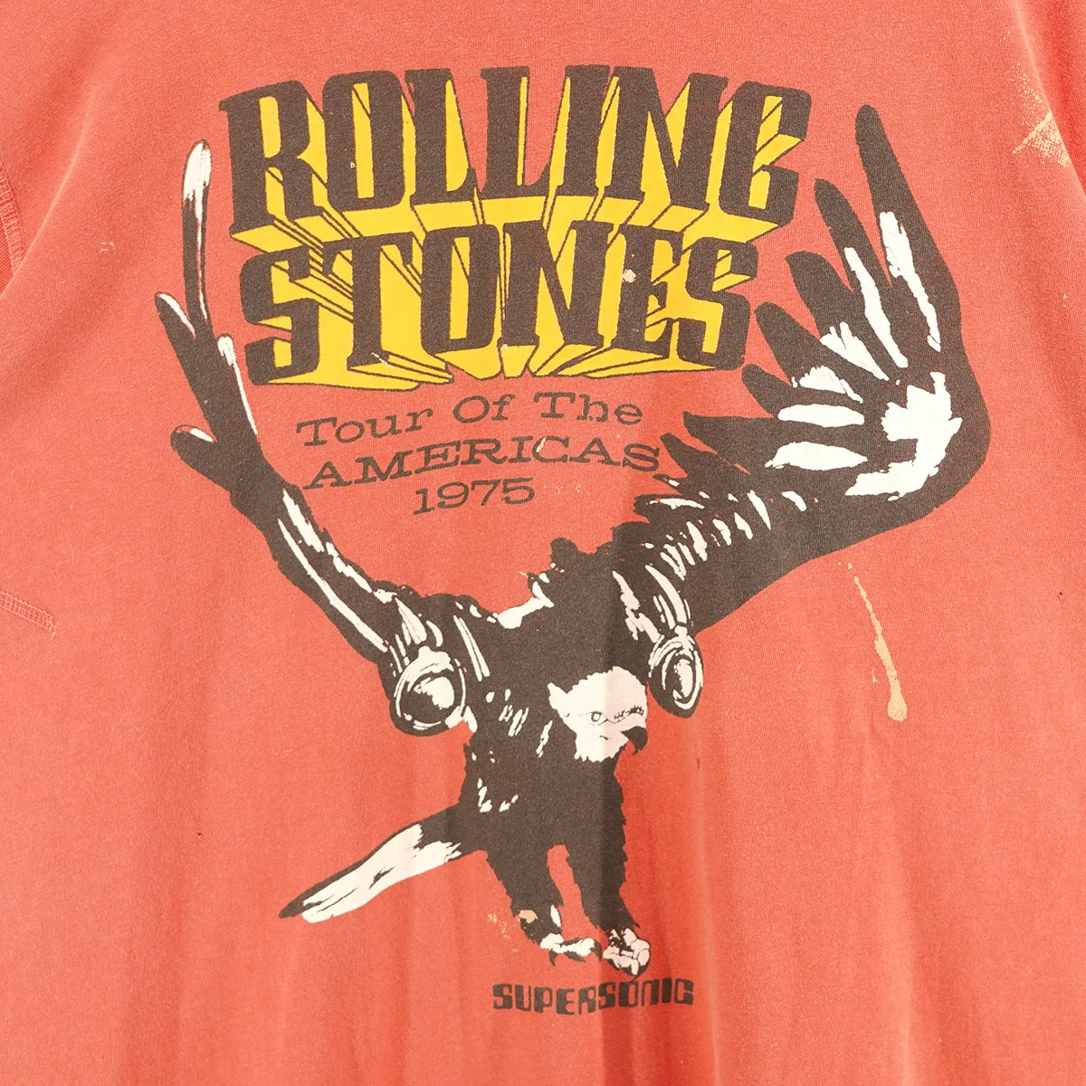 ROLLING STONES TOUR OF THE AMERICA ’75 W/SPLATTER ローリングストーンズジェット イーグル Vintage ヴィンテージ加工 バンT Tシャツ - Image 2