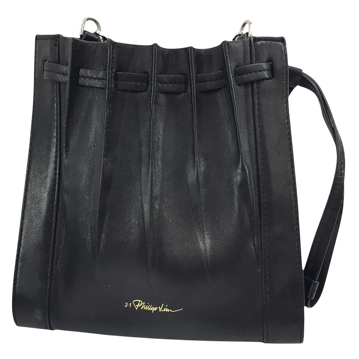 Florence Pleated Drawstring Toteフローレンス ロゴ チェーン ショルダー バッグ 鞄 - Image 3
