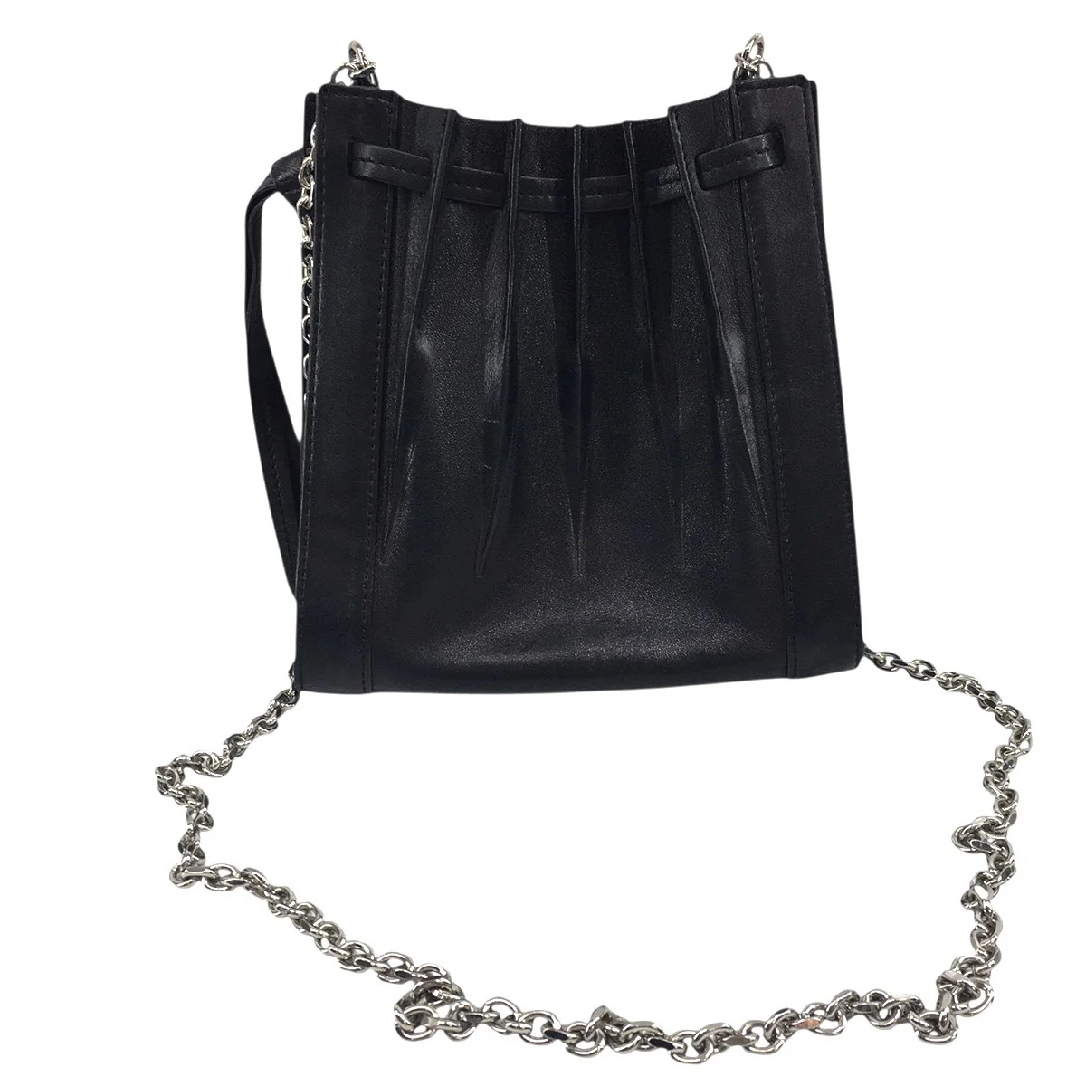 Florence Pleated Drawstring Toteフローレンス ロゴ チェーン ショルダー バッグ 鞄 - Image 4