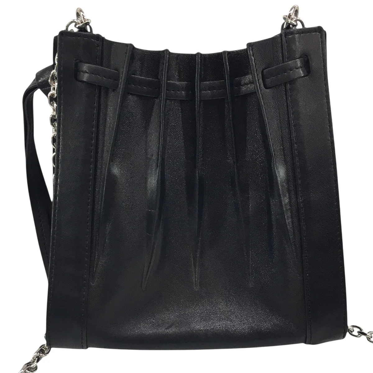Florence Pleated Drawstring Toteフローレンス ロゴ チェーン ショルダー バッグ 鞄 - Image 5