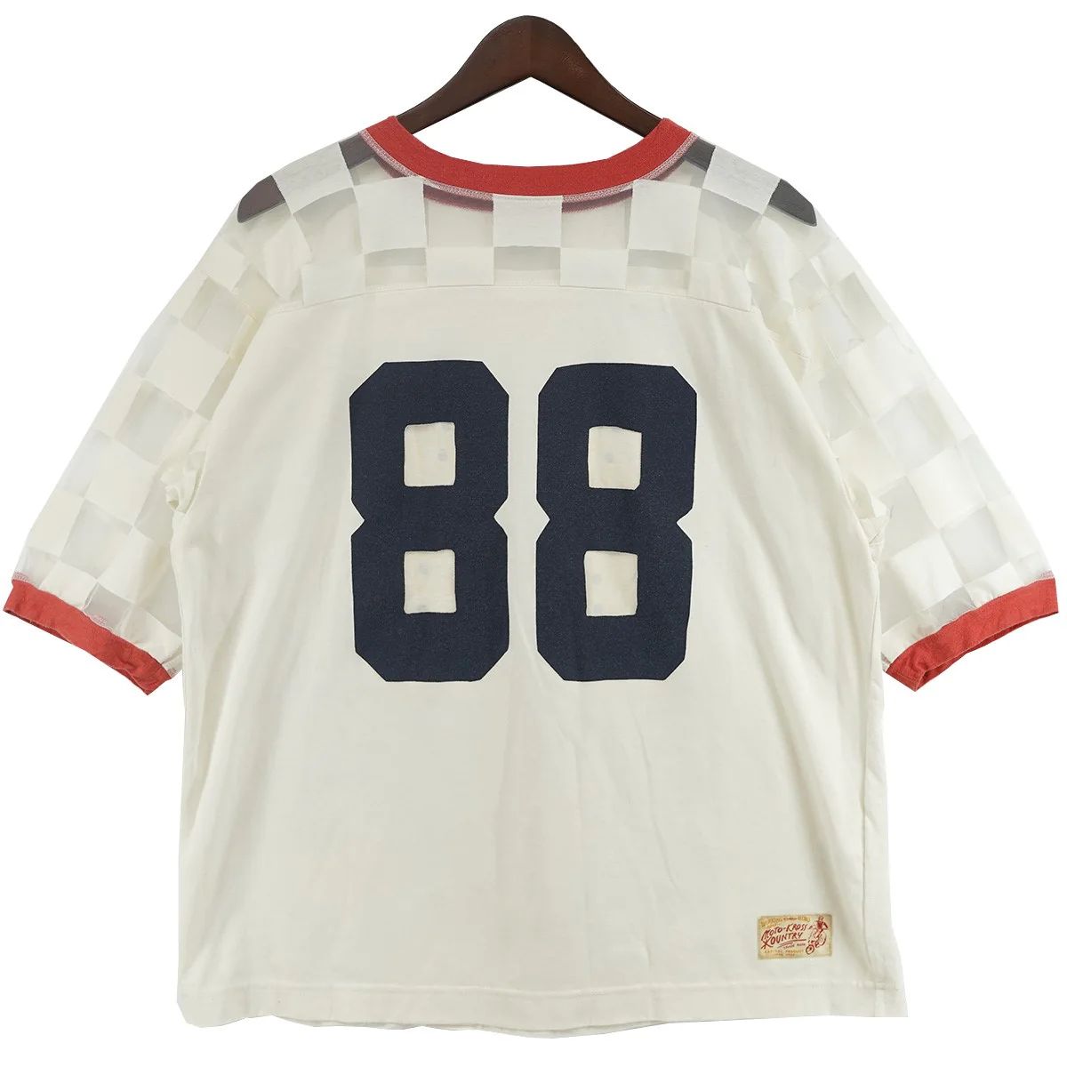 24SS Opal Jersey Sheer Flag Football T-Shirtチェッカー柄 オパール加工 シースルー フットボール Tシャツ - Image 2