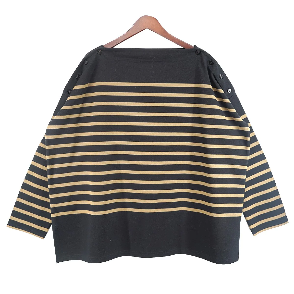 26SS CROPPED BASQUE SHIRT(BLACK × BEIGE)ボーダー プルオーバー バスクシャツ