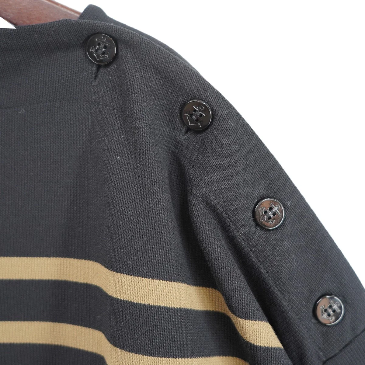 26SS CROPPED BASQUE SHIRT(BLACK × BEIGE)ボーダー プルオーバー バスクシャツ - Image 3