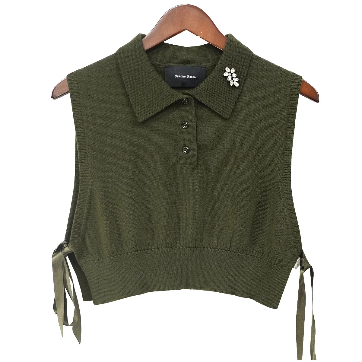 24AW Cropped Wool Polo Bib With Tiesビジュー クロップド ウール ポロ ビブ