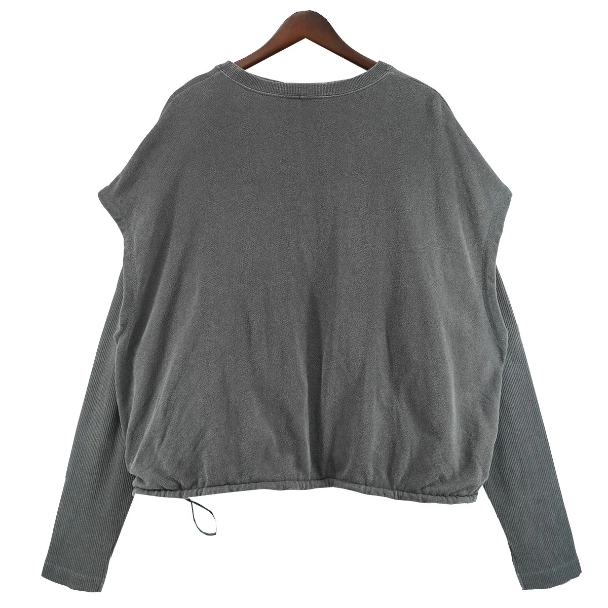 24AW LAYERED LONG SLEEVE TEE ピグメント Vintage ヴィンテージ加工リブ 裾ドローコード ロングスリーブ フェイク レイヤード スウェット ロンT - Image 2