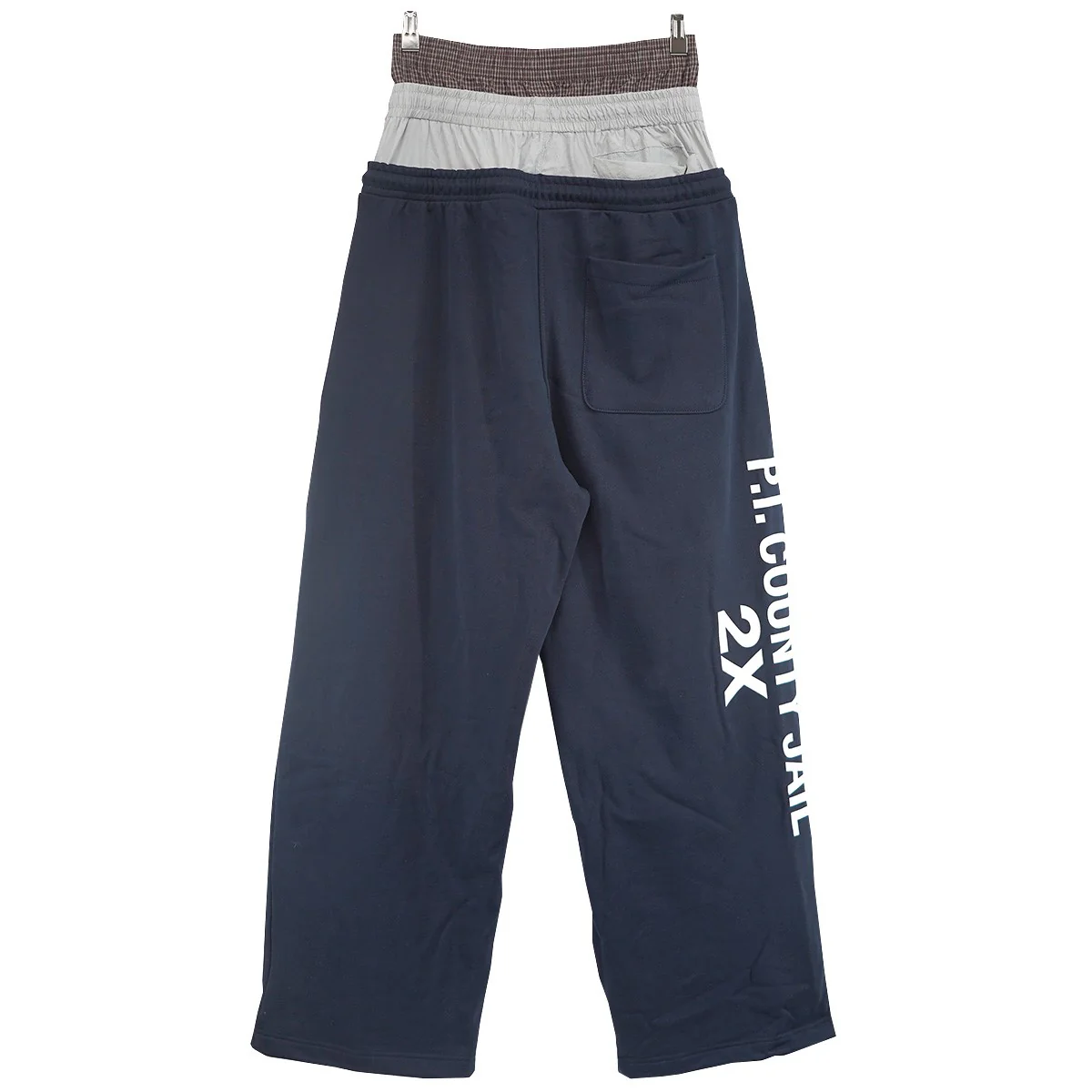 26SS 3 LAYERED SWEATPANTS (EXCLUSIVE) / NVYトリプル レイヤード タイポグラフィ ワッペン ワイド バギー イージー スウェットパンツ - Image 2