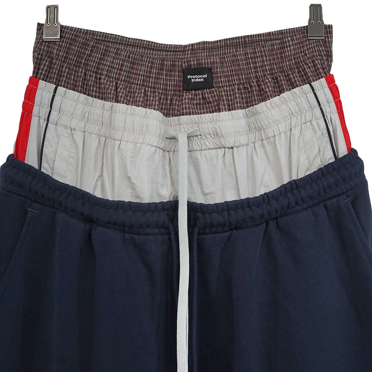 26SS 3 LAYERED SWEATPANTS (EXCLUSIVE) / NVYトリプル レイヤード タイポグラフィ ワッペン ワイド バギー イージー スウェットパンツ - Image 3