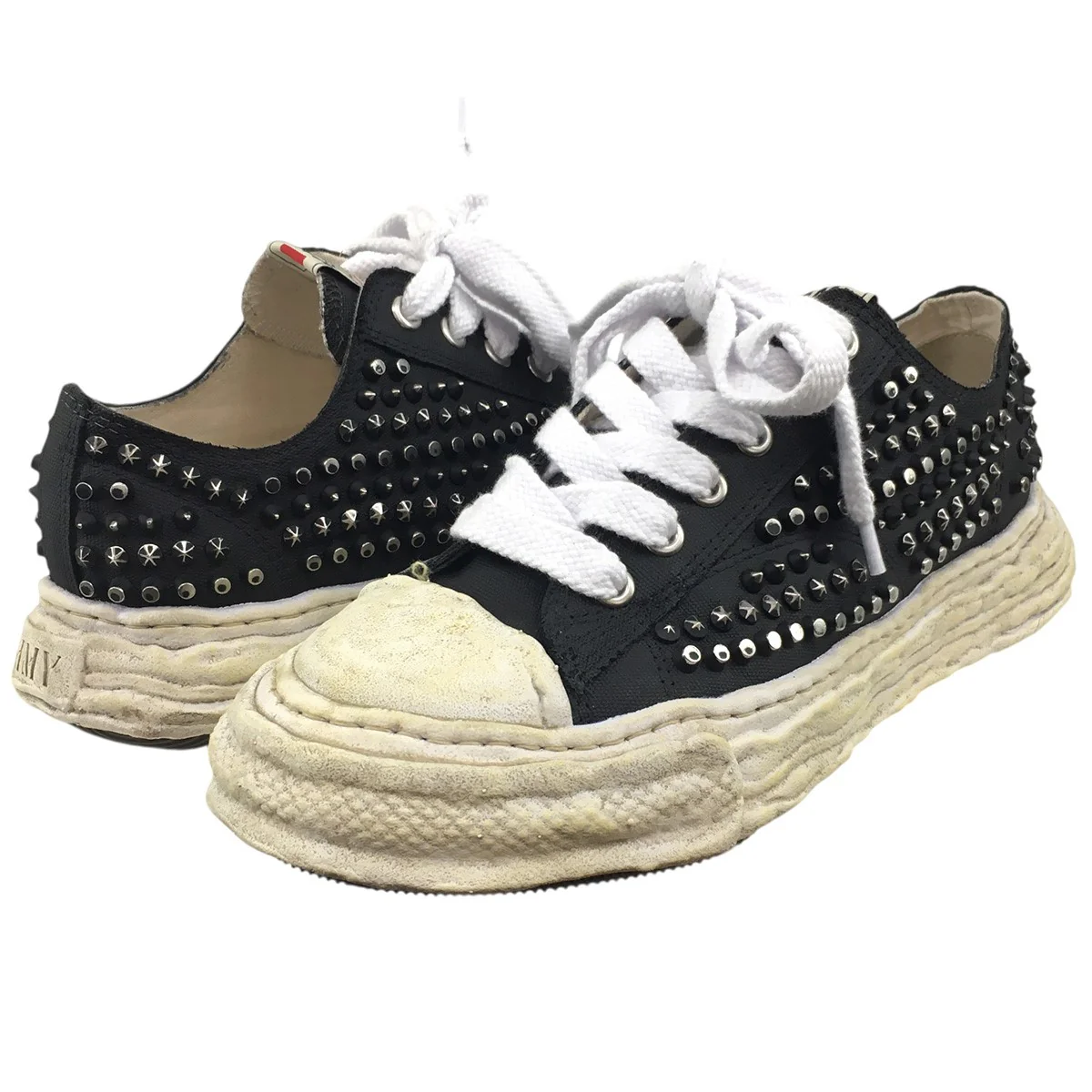 PETERSON 23/ORIGINAL SOLE STUDDED PAINT CANVAS LOW-TOP SNEAKERヴィンテージ加工 スタッズ スニーカー シューズ 靴
