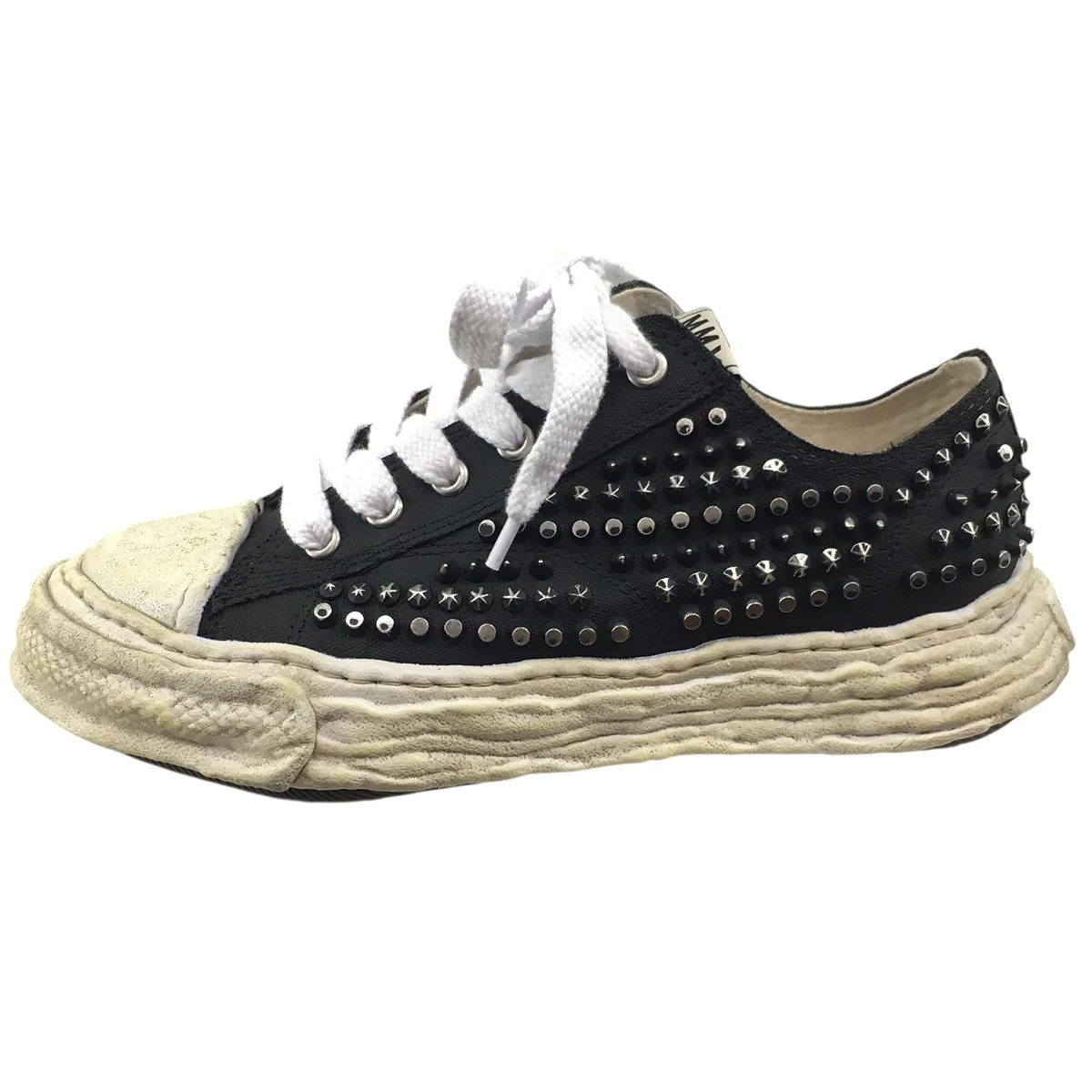 PETERSON 23/ORIGINAL SOLE STUDDED PAINT CANVAS LOW-TOP SNEAKERヴィンテージ加工 スタッズ スニーカー シューズ 靴 - Image 4