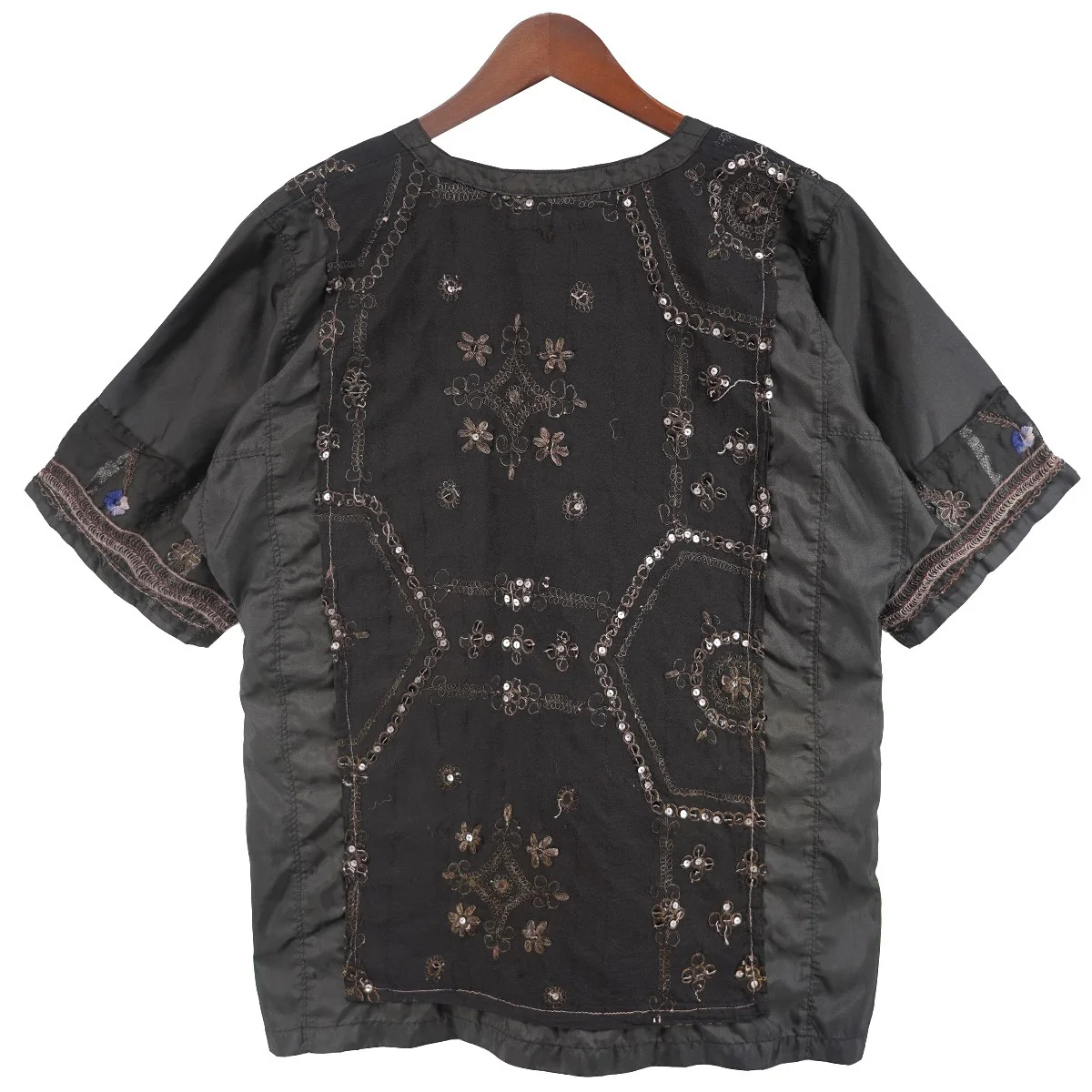 05AW Archive Old フォークロア期スパンコール装飾 ヘンリーネック ポリプルオーバー刺繍シャツ - Image 2