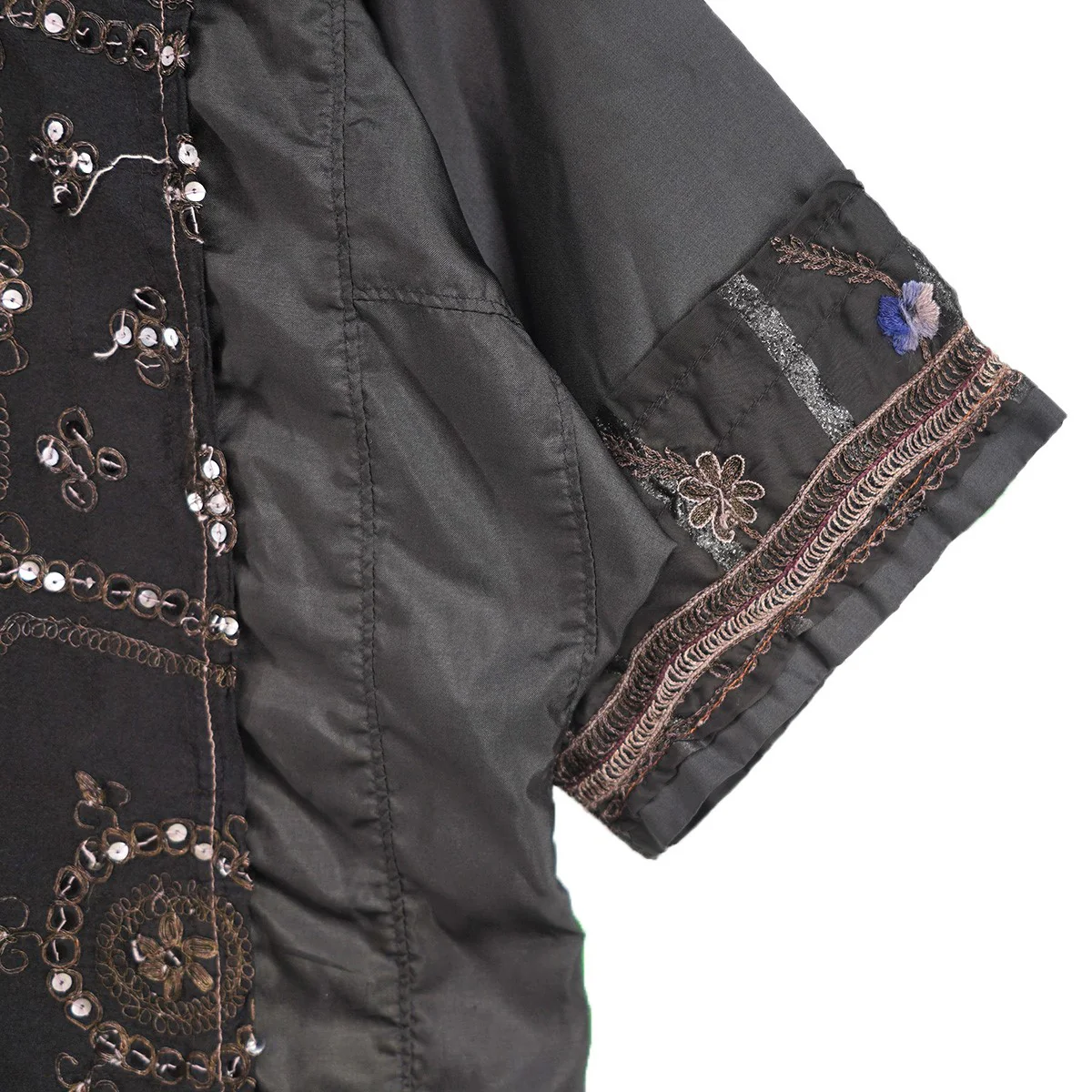 05AW Archive Old フォークロア期スパンコール装飾 ヘンリーネック ポリプルオーバー刺繍シャツ - Image 5