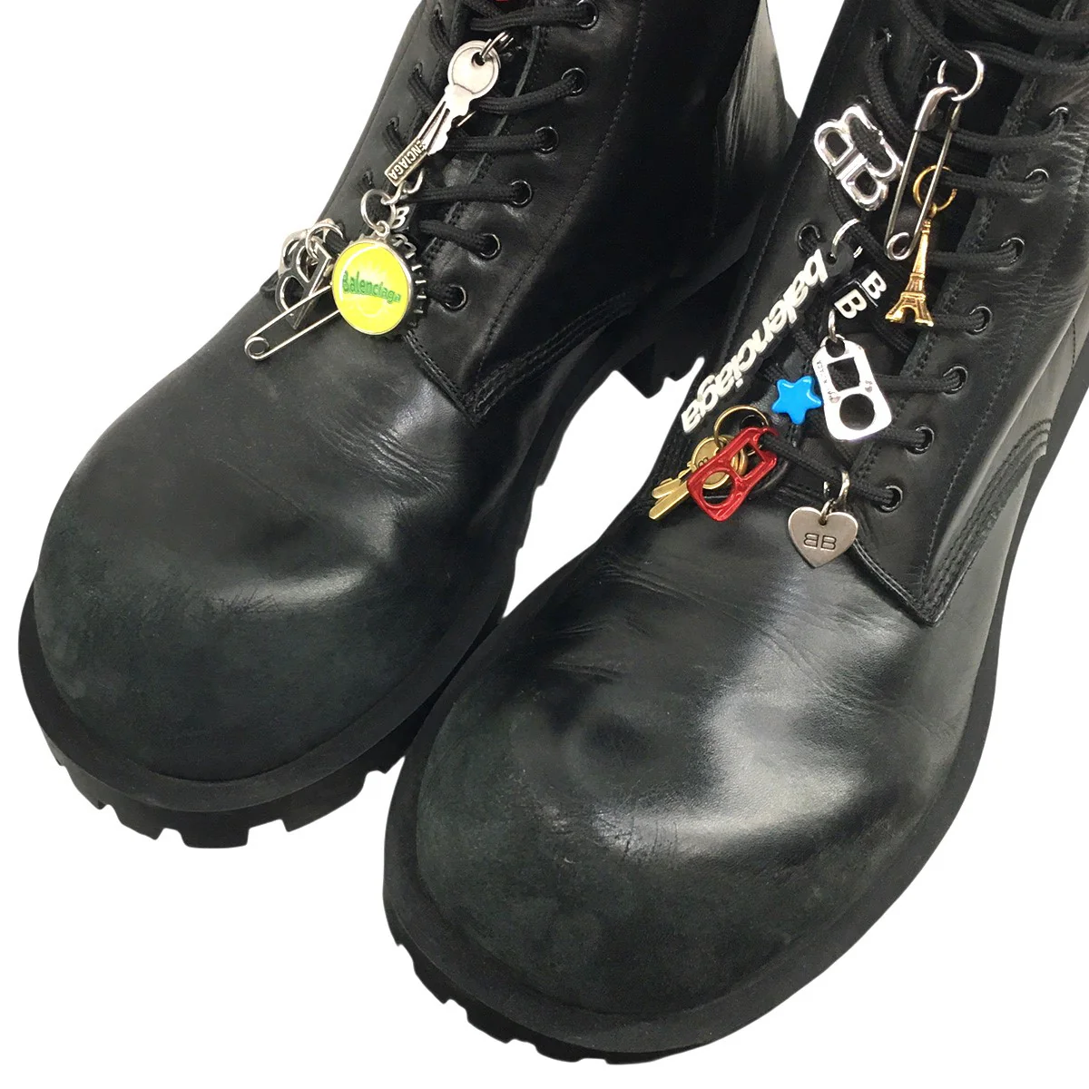 デムナ期 24AW Hummer Lace-Up Bootie チャーム付きVintage ヴィンテージ加工 ボリュームソール ハマー サイドジップ レザー ブーツ 靴 - Image 4