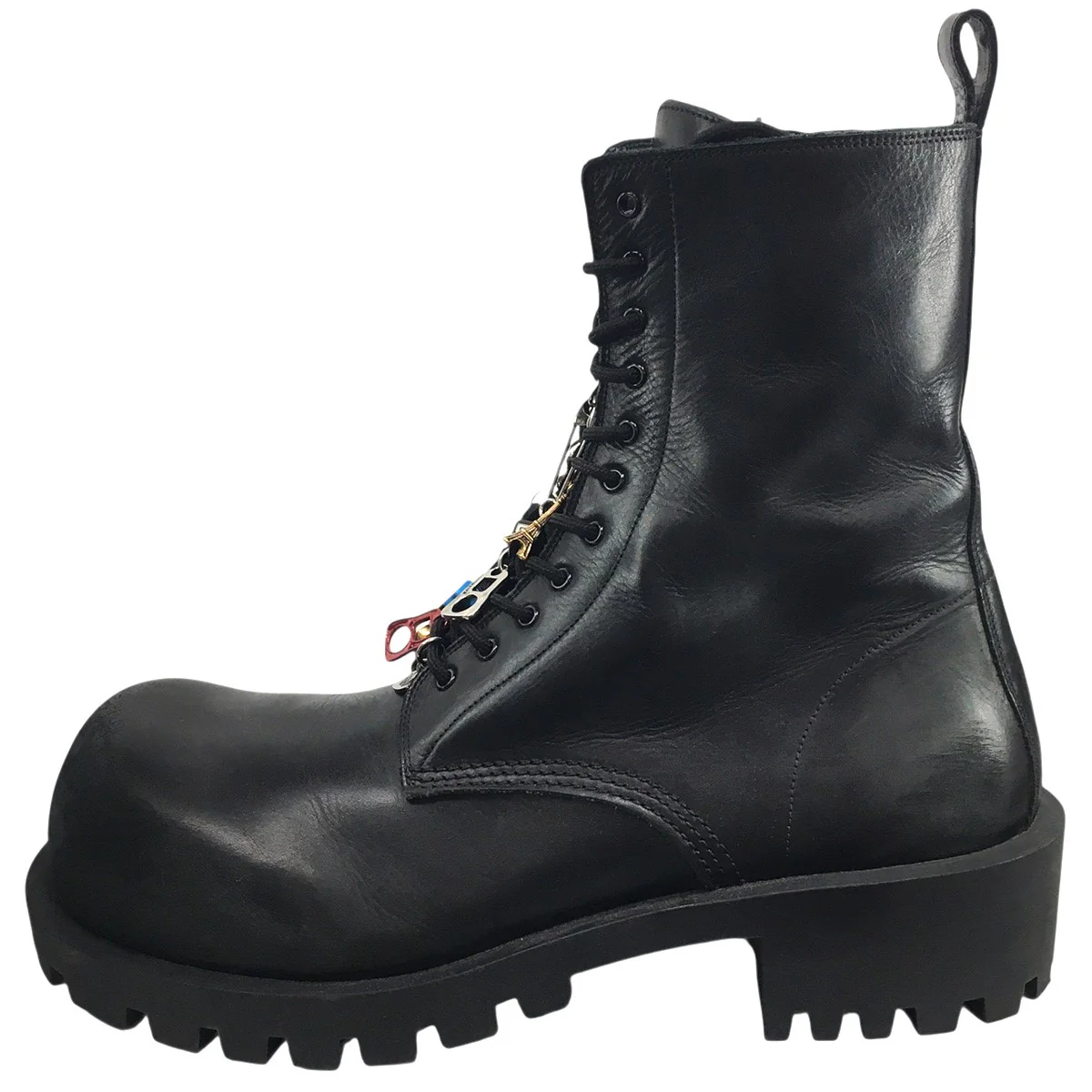 デムナ期 24AW Hummer Lace-Up Bootie チャーム付きVintage ヴィンテージ加工 ボリュームソール ハマー サイドジップ レザー ブーツ 靴 - Image 5