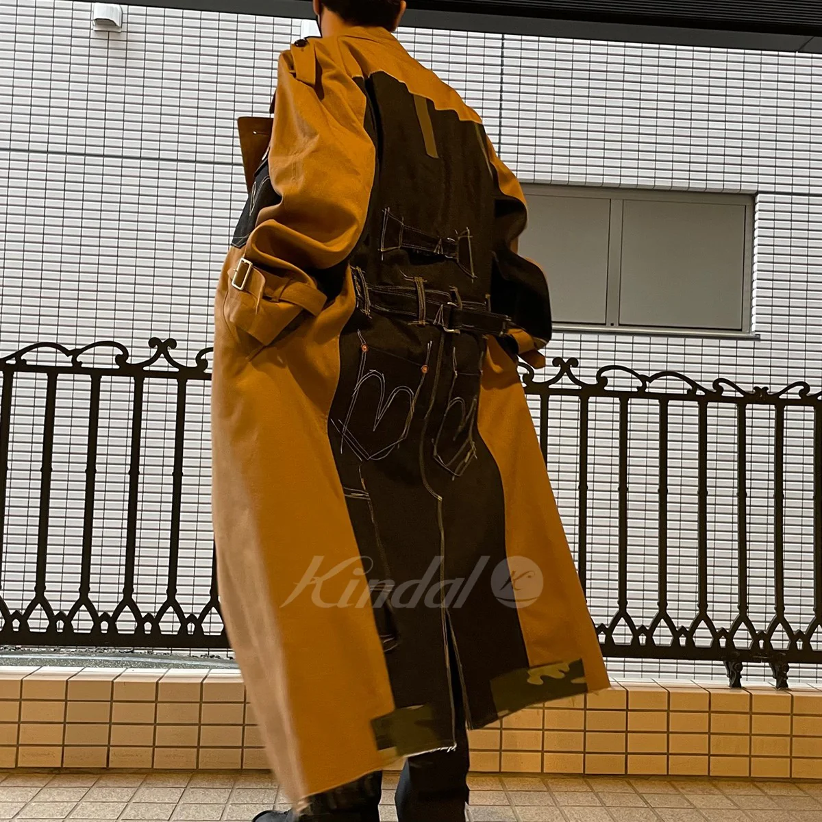 22AW 綿リネンツイル×綿デニムドッキングオーバーサイズ再構築コート - Image 2