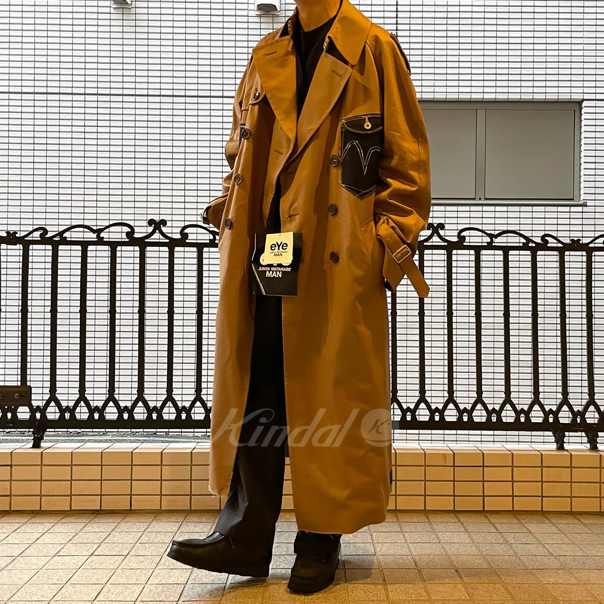 22AW 綿リネンツイル×綿デニムドッキングオーバーサイズ再構築コート - Image 3
