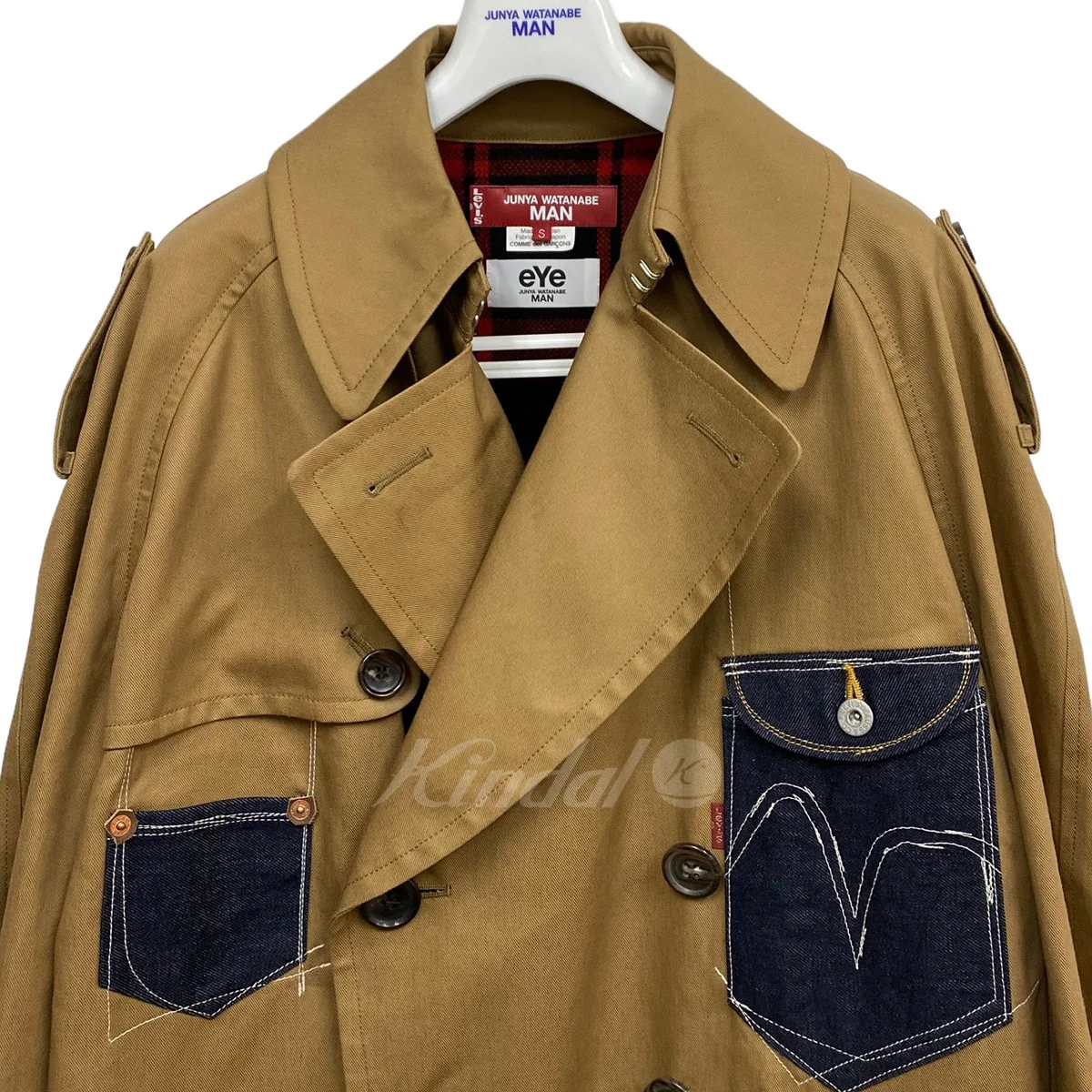 22AW 綿リネンツイル×綿デニムドッキングオーバーサイズ再構築コート - Image 5