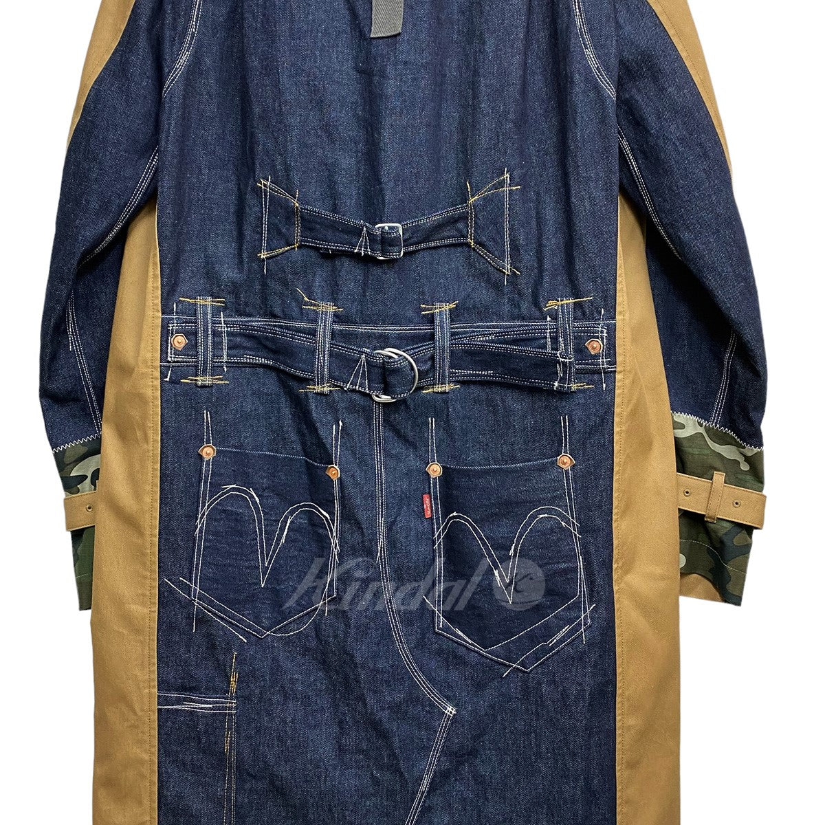 22AW 綿リネンツイル×綿デニムドッキングオーバーサイズ再構築コート - Image 8