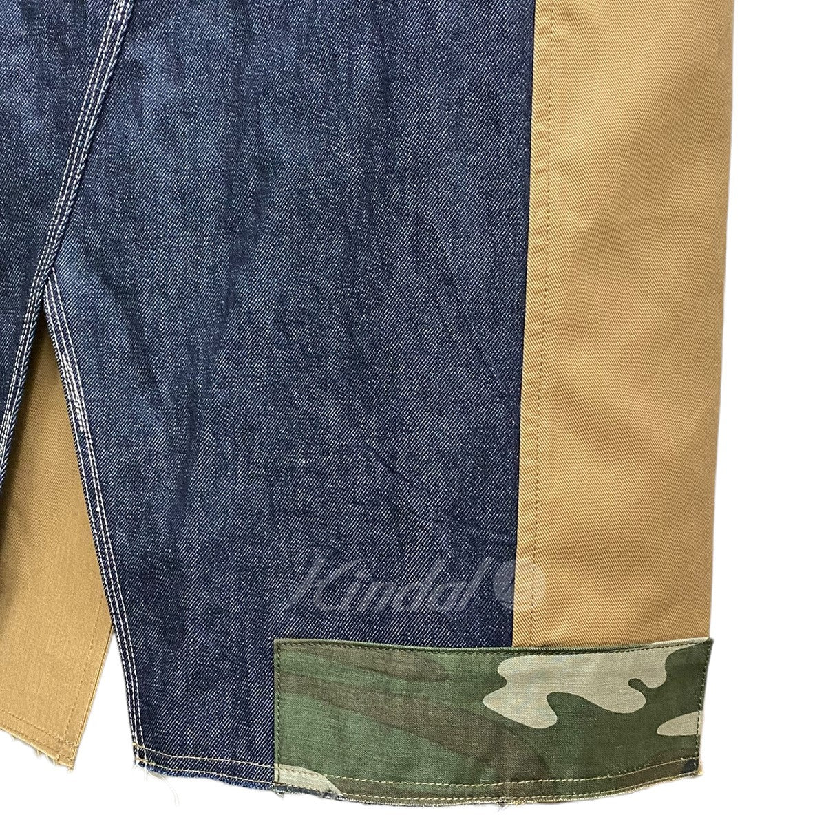 22AW 綿リネンツイル×綿デニムドッキングオーバーサイズ再構築コート - Image 9