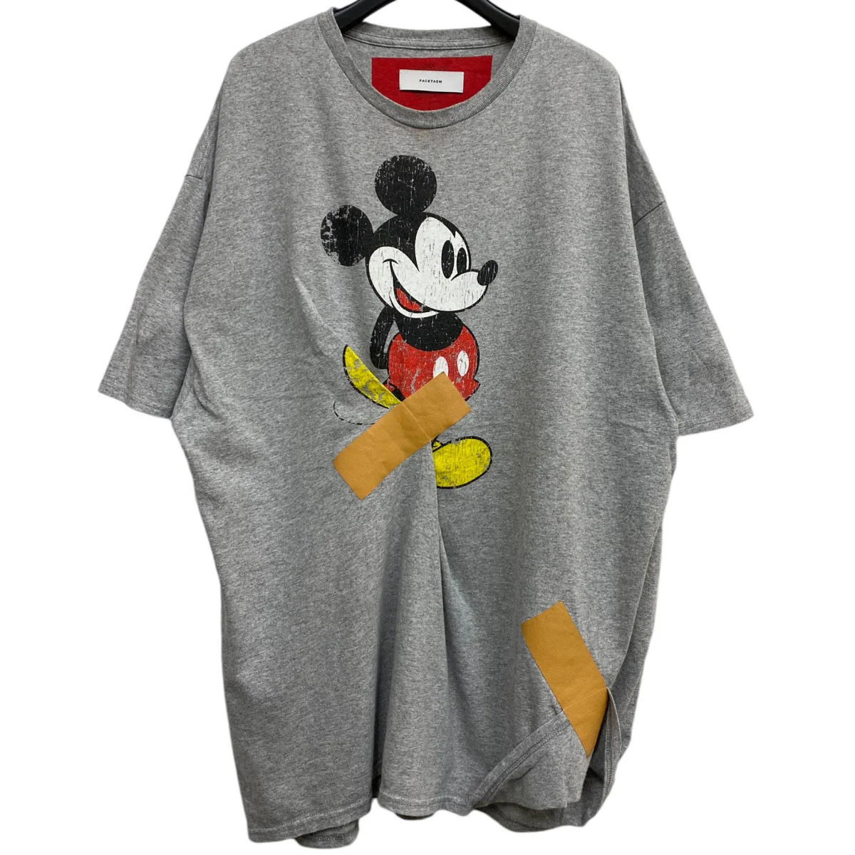 限定ヴィンテージ加工Mickey Gum Tape Big TeeオーバーサイズガムテープTシャツ
