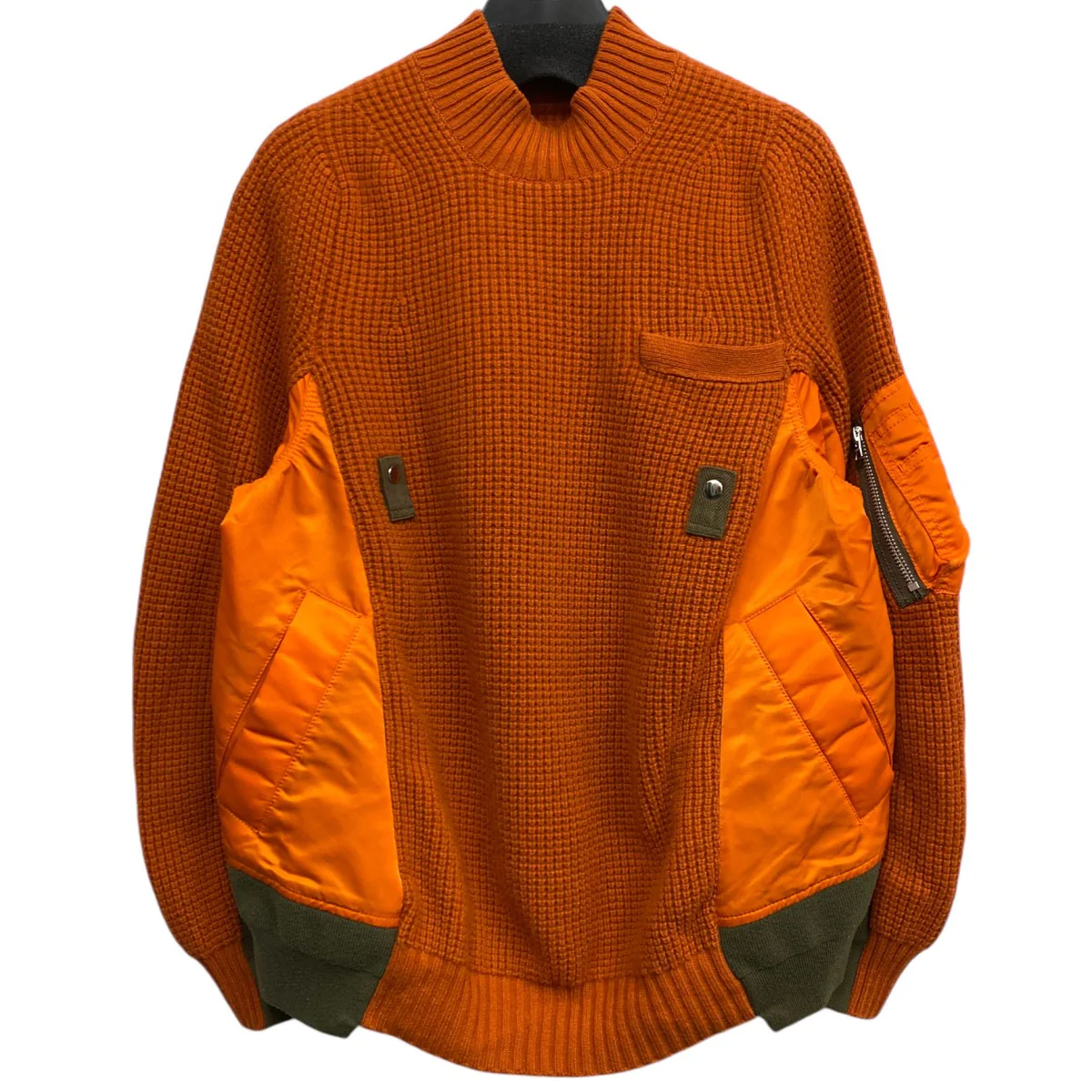 Nylon Twill x Wool Knit Pulloverニット×MA-1ドッキング再構築ニット
