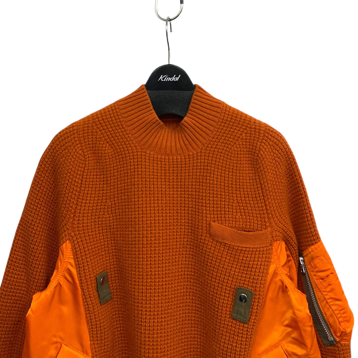 Nylon Twill x Wool Knit Pulloverニット×MA-1ドッキング再構築ニット - Image 4