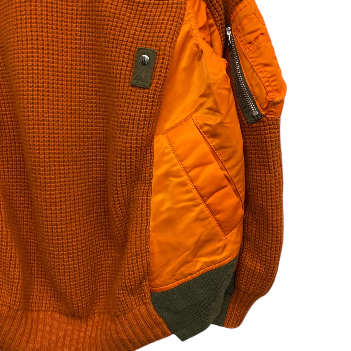 Nylon Twill x Wool Knit Pulloverニット×MA-1ドッキング再構築ニット - Image 5