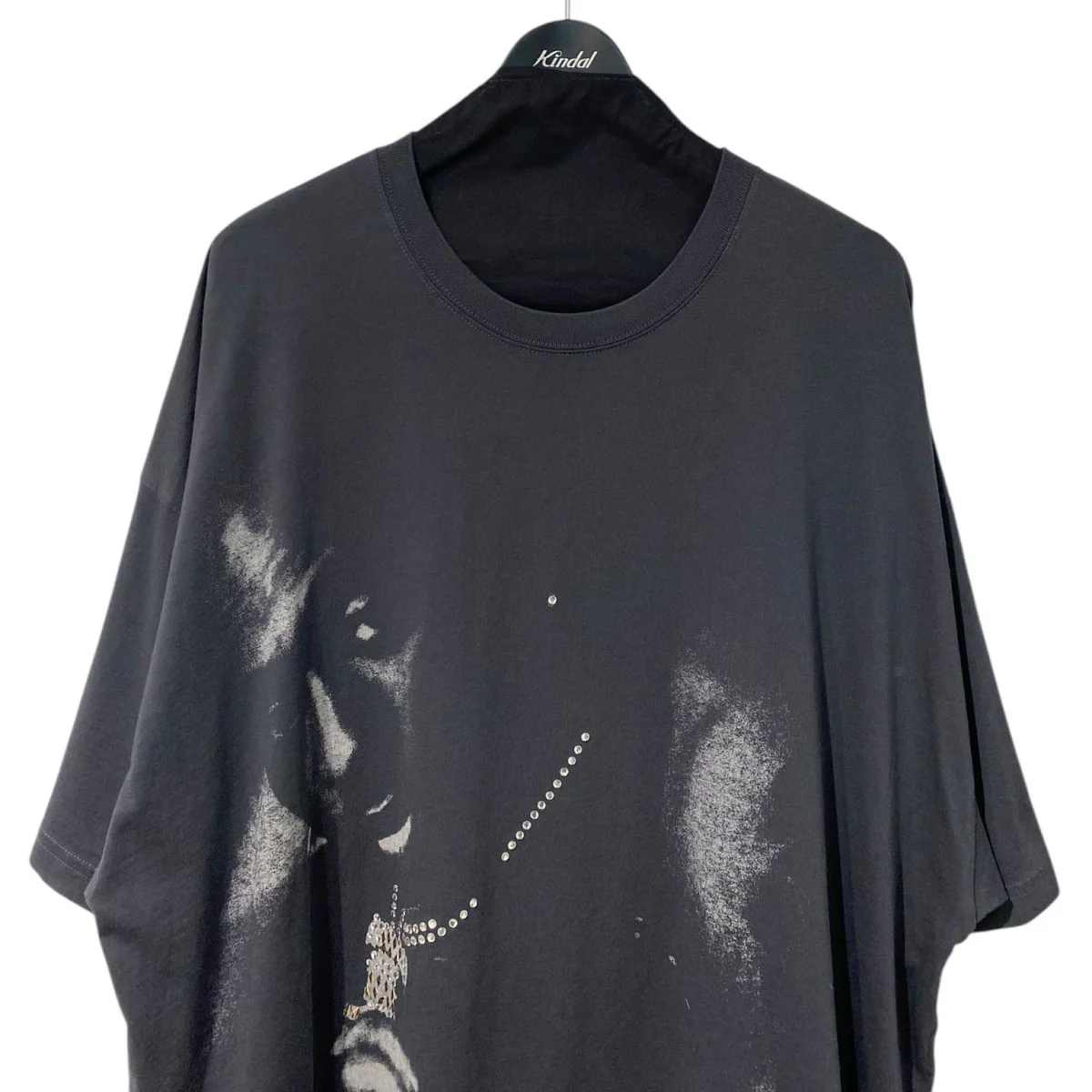 2pac Print Big Willy T Pigment Dye Black Power USED加工オーバーサイズフォトプリントストーンTシャツ - Image 3