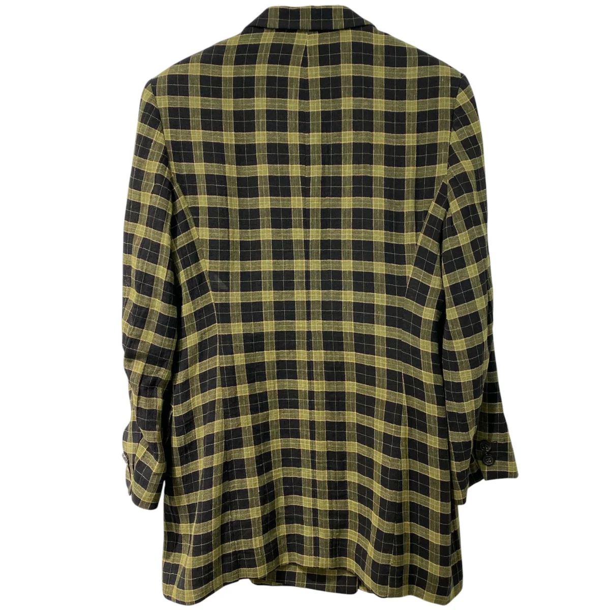 +ライン初期 チェックリネンダブル肩パッドジャケット - Image 2
