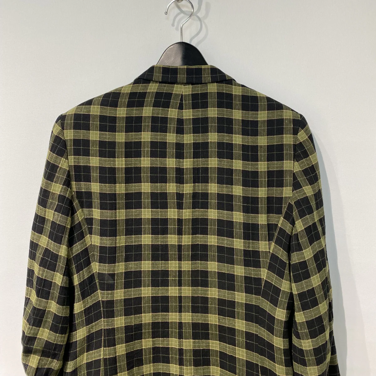 +ライン初期 チェックリネンダブル肩パッドジャケット - Image 5