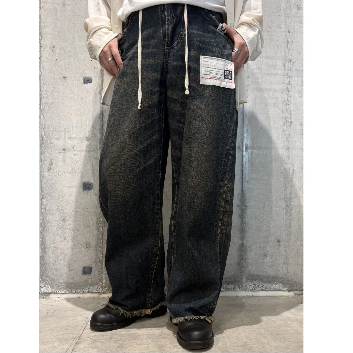 24AWPartly Huge Design Pants Vintageヴィンテージカットオフ加工バギーデニムパンツ - Image 2