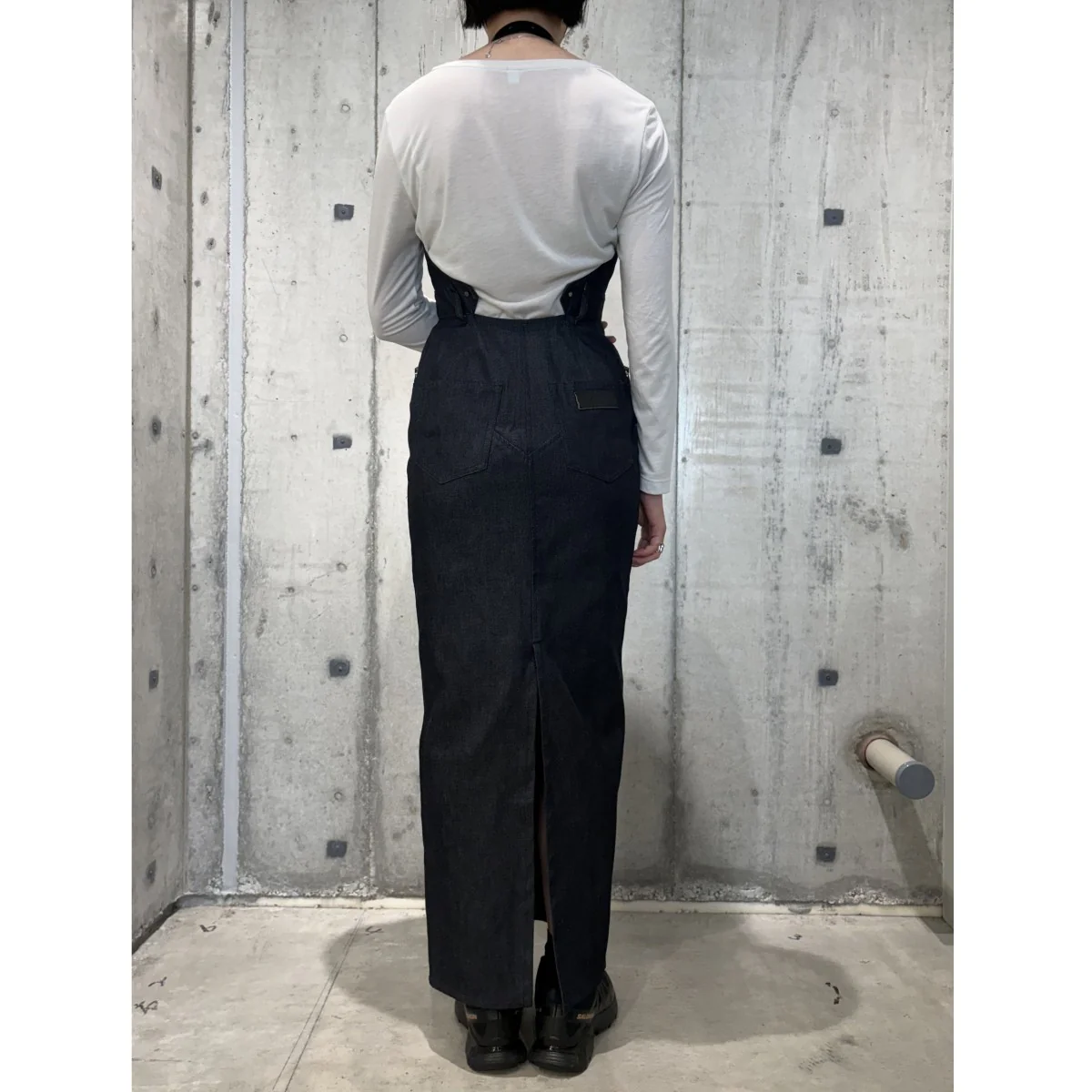Organic Cotton Denim DressデニムZIPアームレザーベルトオールインワンドレスワンピーススカート - Image 3
