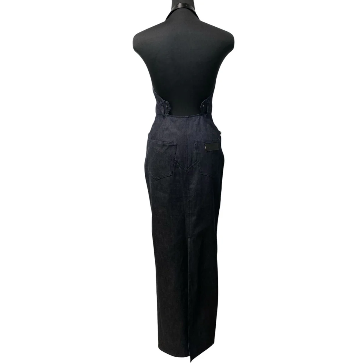Organic Cotton Denim DressデニムZIPアームレザーベルトオールインワンドレスワンピーススカート - Image 4