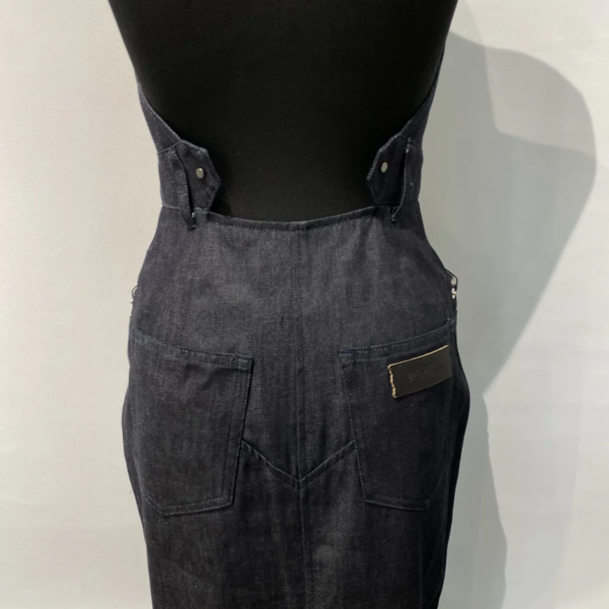 Organic Cotton Denim DressデニムZIPアームレザーベルトオールインワンドレスワンピーススカート - Image 7