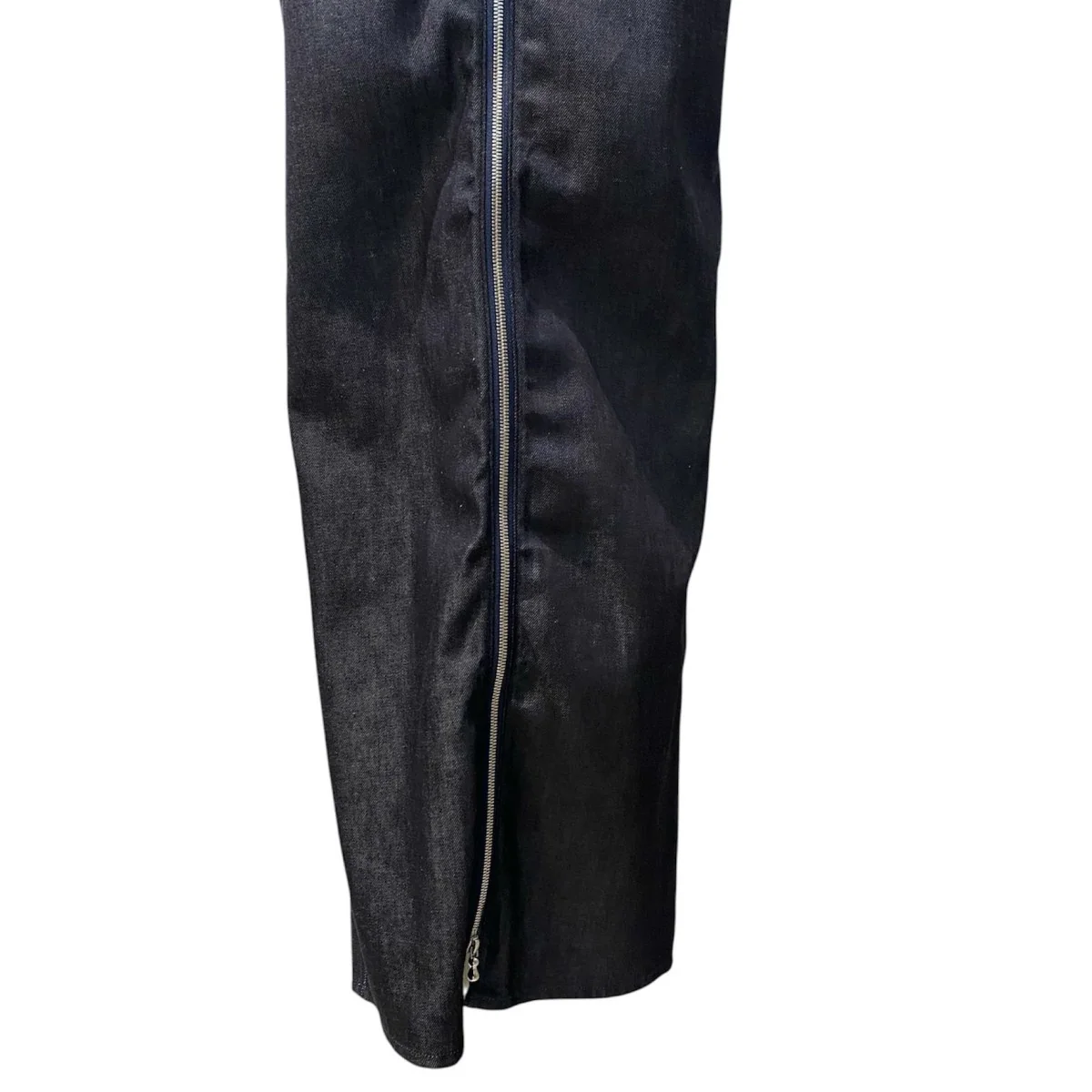 Organic Cotton Denim DressデニムZIPアームレザーベルトオールインワンドレスワンピーススカート - Image 9