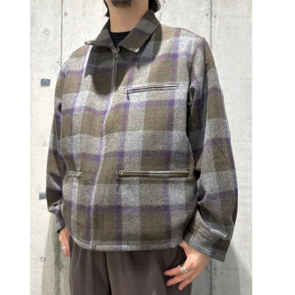 25AWRefine-Wool Chk JacketウールチェックZIPシャツジャケット - Image 2