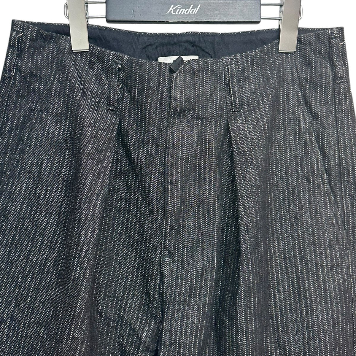 STRIPE DENIM TUCK BAGGY One Wash -BLACKストライプデニムタックバギーパンツS-031804 - Image 3