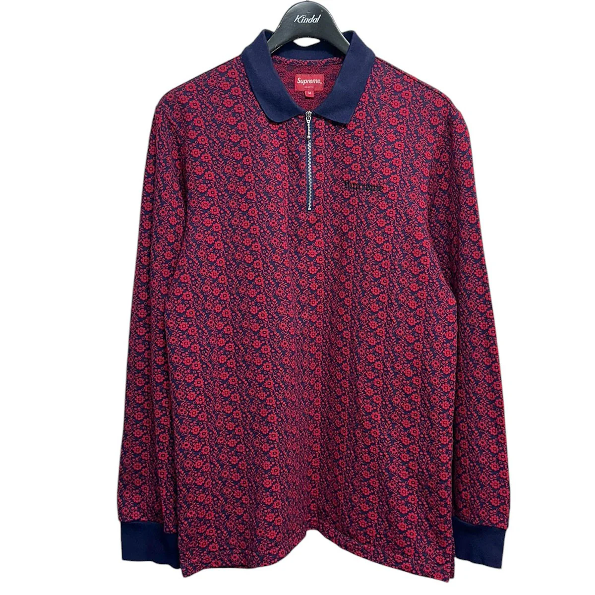 18AWFloral Jacquard Zip L/S Poloフローラルジャガードジップロングスリーブポロシャツ