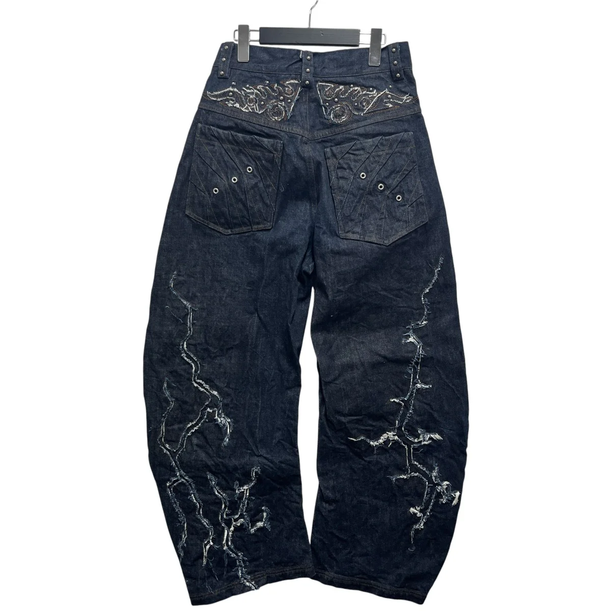 26SS Mythic Era Lightning Totem Patchwork Denim ジーンズ - Image 2